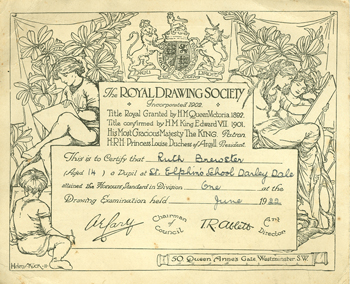 The Royal Drawing Society certificate 1922
